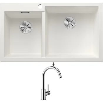 Granitový dřez Granitový dřez SET Blanco PLEON 9 bílá 523061 + Blanco MIDA chrom 517742