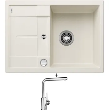 Granitový dřez Granitový dřez SET Blanco METRA 45 S Compact bílá soft + excentrické ovládání + Blanco MILA chrom 519414