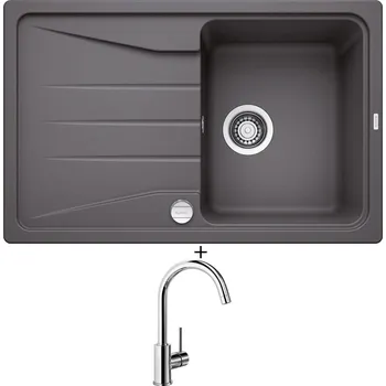 Kuchyňský dřez Granitový dřez SET Blanco SONA 45 S šedá skála s excentrem + Blanco MIDA chrom 517742