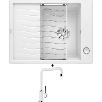 Granitový dřez Granitový dřez SET Blanco ELON 45 S bílá + excentrické ovládání + Blanco MILI bílá 523107