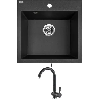 Granitový dřez Granitový dřez SET Laveo ALENA černá + Laveo LETE BQX 768D černá