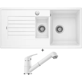 Granitový dřez Granitový dřez SET Blanco ZIA 6 S bílá s excentrem 514734 + Blanco DARAS-S bílá 517735