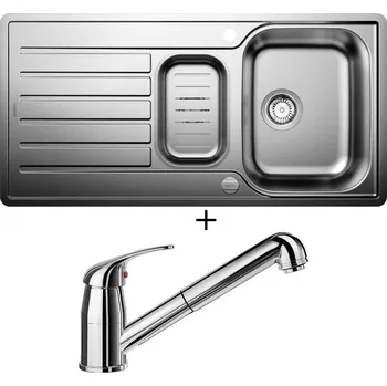 Nerezový dřez Nerezový dřez SET Blanco LANTOS II 6 S-IF nerez kartáčovaný s excentrem + miska 526628 + Blanco DARAS-S chrom 517731