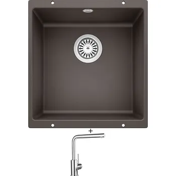 Granitový dřez Dřez pod desku SET Blanco ROTAN 400 U kávová 521337 + Blanco MILA chrom 519414