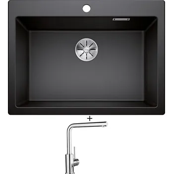 Granitový dřez Granitový dřez SET Blanco PLEON 8 antracit 523043 + Blanco MILA chrom 519414