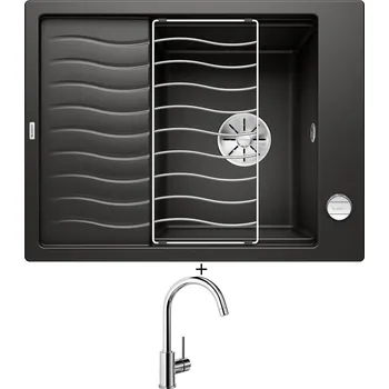 Granitový dřez SET Blanco ELON 45 S černá + excentrické ovládání + Blanco MIDA chrom 517742