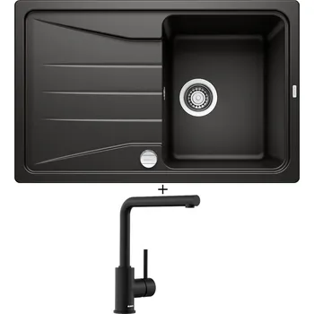 Kuchyňský dřez Granitový dřez SET Blanco SONA 45 S černá s excentrem + Blanco MILA černá matná 526657