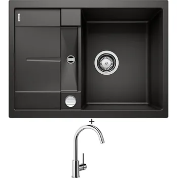 Granitový dřez Granitový dřez SET Blanco METRA 45 S Compact černá + excentrické ovládání + Blanco MIDA chrom 517742
