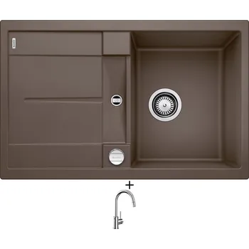 Granitový dřez SET Blanco METRA 45 S kávová + excentrické ovládání + Blanco MIDA-S chrom 521454