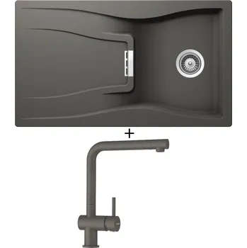 Granitový dřez Granitový dřez SET Schock WATERFALL D-100 Silverstone + Schock EPOS 540027 Silverstone