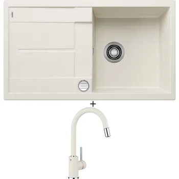 Granitový dřez Granitový dřez SET Blanco METRA 5 S bílá soft + excentrické ovládání + Blanco MIDA-S bílá soft 526968