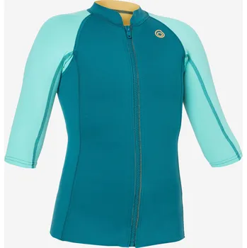 DECATHLON Dětské tričko s krátkým rukávem a UV ochranou 500 neopren 1,5 mm 7 LET MODRÁ|ZELENÁ