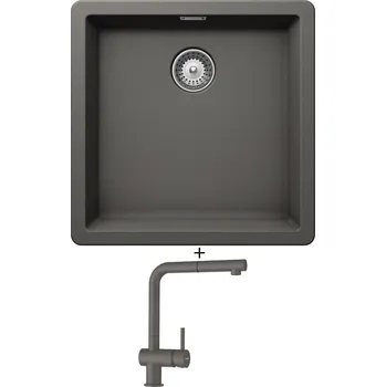 Granitový dřez Dřez pod desku SET Schock GREENWICH N-100 U Silverstone + Schock EPOS 540127 Silverstone