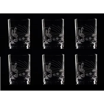Sklenice Skleničky na likér 6ks Barline 60ml, noty - ručně ryté (broušené) dárek pro hudebníka