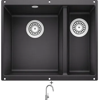 Granitový dřez Dřez pod desku SET Blanco ROTAN 340/160 U antracit 523077 + Blanco MIDA-S chrom 521454