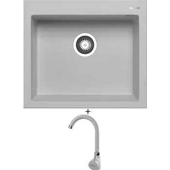 Granitový dřez Granitový dřez SET Pyramis ISTROS (57x50) 1B šedá + Pyramis BELLO šedá