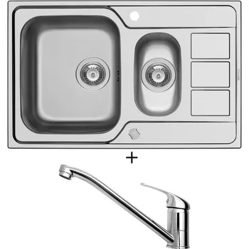 Nerezový dřez Nerezový dřez SET Pyramis ATHENA EXTRA (79x50) 1 1/2B 1D nerez + Pyramis ASALIA chrom