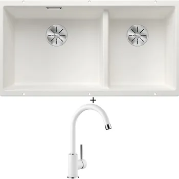Granitový dřez Dřez pod desku SET Blanco SUBLINE 480/320-U bílá 523588 + Blanco MIDA bílá 519418
