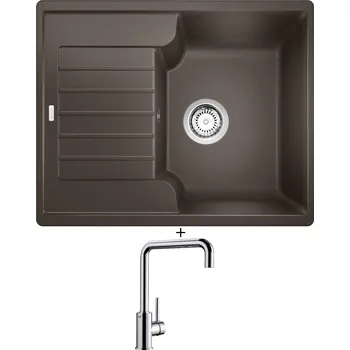 Granitový dřez Granitový dřez SET Blanco ZIA 40 S kávová 516927 + Blanco MILI chrom 519413