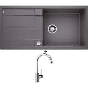 Granitový dřez Granitový dřez SET Blanco METRA XL 6 S šedá skála + excentrické ovládání + Blanco MIDA chrom 517742
