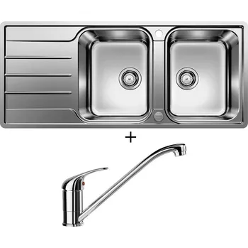Nerezový dřez Nerezový dřez SET Blanco LEMIS 8 S-IF nerez kartáčovaný s excentrem 523037 + Blanco DARAS chrom 517720