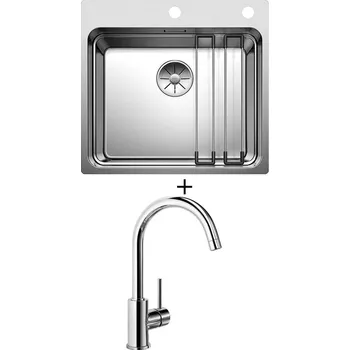 Nerezový dřez Nerezový dřez SET Blanco ETAGON 500-IF/A nerez hedvábný lesk s excentrem 521748 + Blanco MIDA chrom 517742