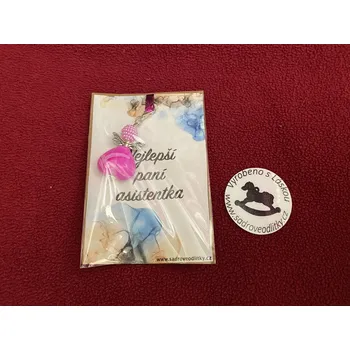 HandMade by VeJa Dárková karta - Nejlepší paní asistentce s přívěškem