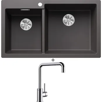 Granitový dřez Granitový dřez SET Blanco PLEON 9 šedá skála 523058 + Blanco MILI chrom 519413