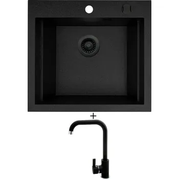 Granitový dřez Granitový dřez SET Pyramis SIROS (57x51,5) 1B černá edice + Pyramis SILVIO černá matná
