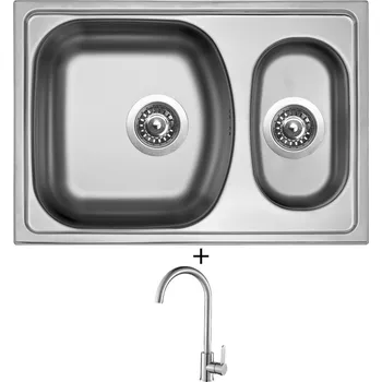 Kuchyňský dřez Nerezový dřez SET Sinks TWIN 620.1 V nerez matný + Laveo BONA BAB 268D nerez