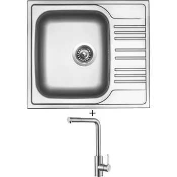 Nerezový dřez Nerezový dřez SET Sinks STAR 580 V matný + Laveo BONA BAB 269D nerez