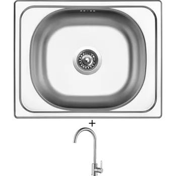 Kuchyňský dřez Nerezový dřez SET Sinks CLASSIC 500 V nerez matný + Laveo BONA BAB 268D nerez