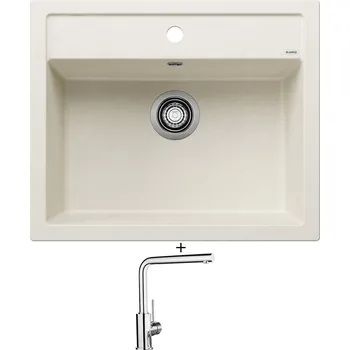 Kuchyňský dřez Granitový dřez SET Blanco DALAGO 6 bílá soft + Blanco MILA chrom 519414