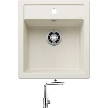 Kuchyňský dřez Granitový dřez SET Blanco DALAGO 45 bílá soft + Blanco MILA chrom 519414