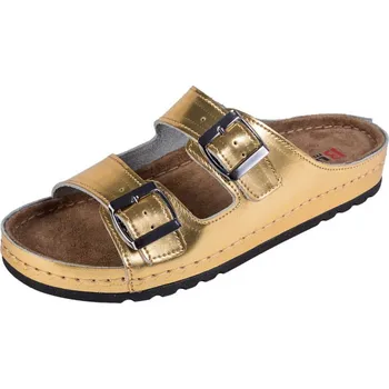 Dámské pantofle Buxa Dámské kožené pantofle BZ110 - zlatá Velikost: 36