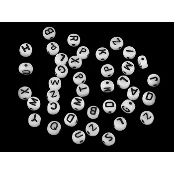 Dětské navlékací korálky Skleněné korálky s písmeny placička Ø6 mm