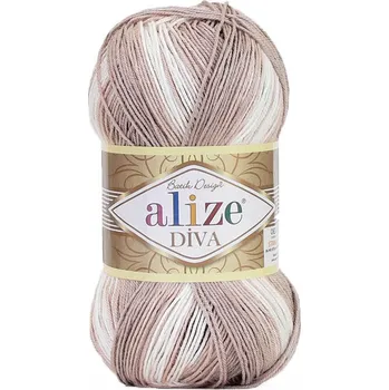 Příze Alize Příze Diva Batik 1815 - krémová s odstíny hnědé