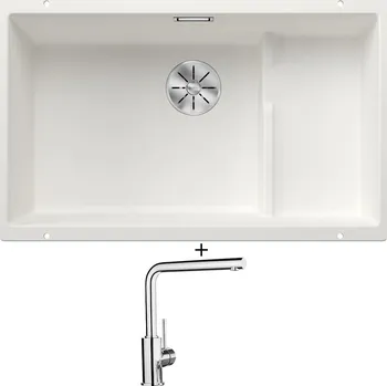 Granitový dřez Dřez pod desku SET Blanco SUBLINE 700 U Level bílá + koš z nerezu 523456 + Blanco MILA chrom 519414