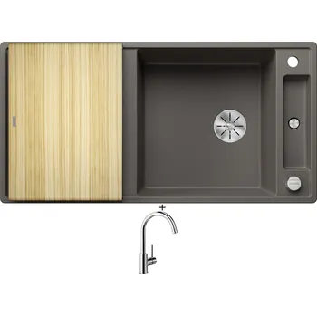 Granitový dřez Granitový dřez SET Blanco AXIA III XL 6 S šedá vulkán + dřevěná krájecí deska 527235 + Blanco MIDA chrom 517742