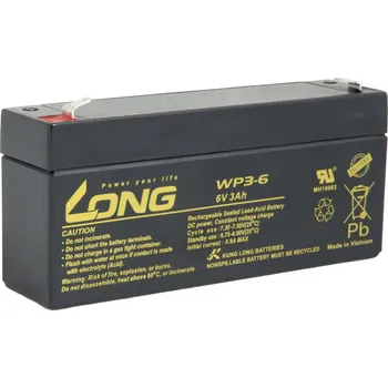 Baterie Avacom Long 6V 3Ah olověný akumulátor F1 (WP3-6) PBLO-6V003-F1A