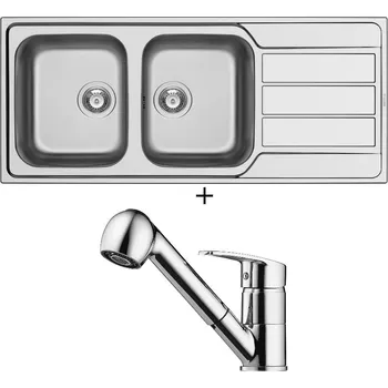 Nerezový dřez Nerezový dřez SET Pyramis ATHENA EXTRA (116x50) 2B 1D nerez + Pyramis FIDO chrom