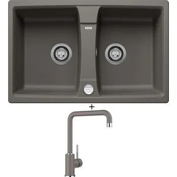 Granitový dřez Granitový dřez SET Blanco LEXA 8 šedá vulkán s excentrem 527279 + Blanco MILI šedá vulkán 527460