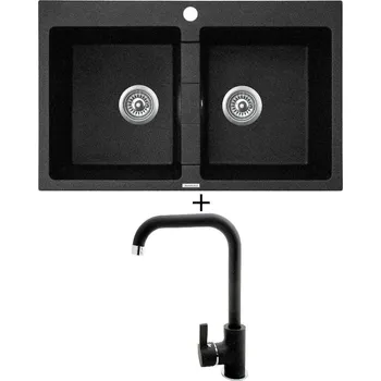 Granitový dřez Granitový dřez SET Pyramis SPARTA (78x50) 2B černá + Pyramis SILVIO černá