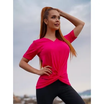 Dámské tričko NEYWER Dámské sportovní tričko s uzlem růžové TT232 Velikost: S