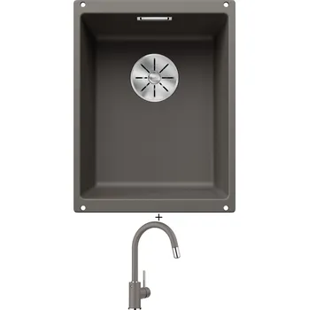 Granitový dřez Dřez pod desku SET Blanco SUBLINE 320-U šedá vulkán 527343 + Blanco MIDA-S šedá vulkán 526967