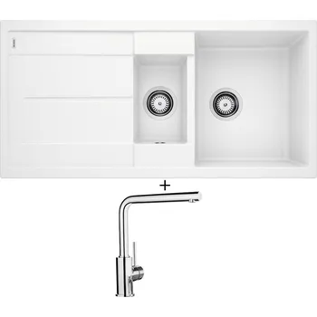 Granitový dřez SET Blanco METRA 6 S bílá 513223 + Blanco MILA chrom 519414
