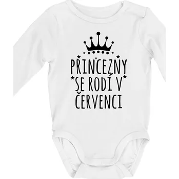 Princezny se rodí v červenci - Body kojenecké s dlouhým rukávem - Dlouhý r. 6-12 měs ( Bílá )