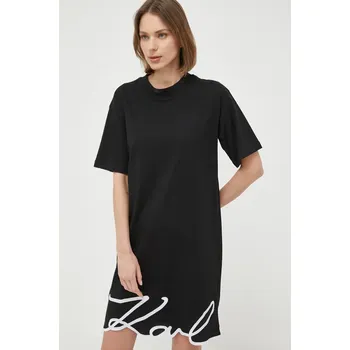 Dámské šaty Karl Lagerfeld Signature Hem T-shirt Dress 231W1357 černé