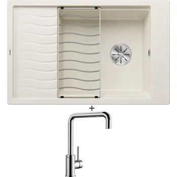 Granitový dřez Granitový dřez SET Blanco ELON XL 6 S bílá soft 527069 + odkapová mřížka + Blanco MILI chrom 519413
