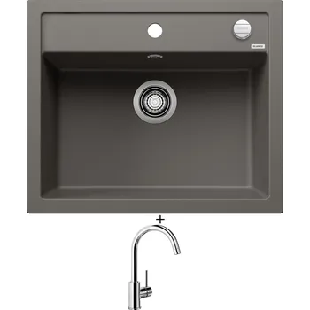 Kuchyňský dřez Granitový dřez SET Blanco DALAGO 6 šedá vulkán s excentrem 527246 + Blanco MIDA chrom 517742